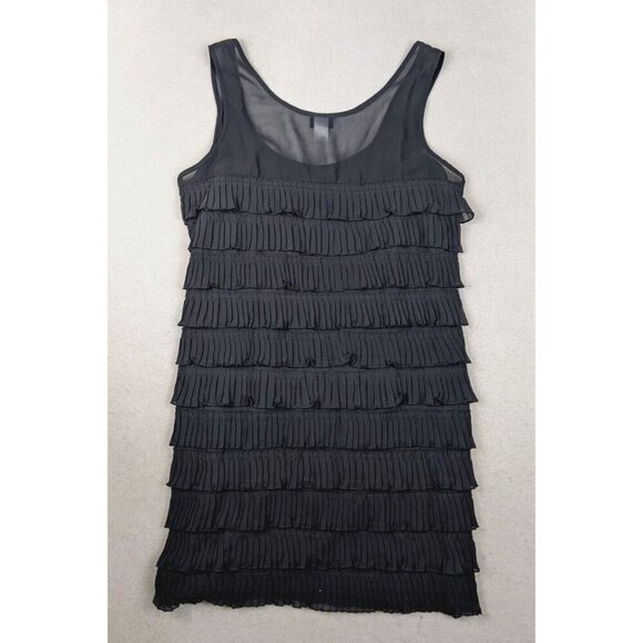 H&M - WOMEN'S DARK GRAY RUFFLED FLAPPER STYLE DRESS - SIZE M - Picture 6 of 7